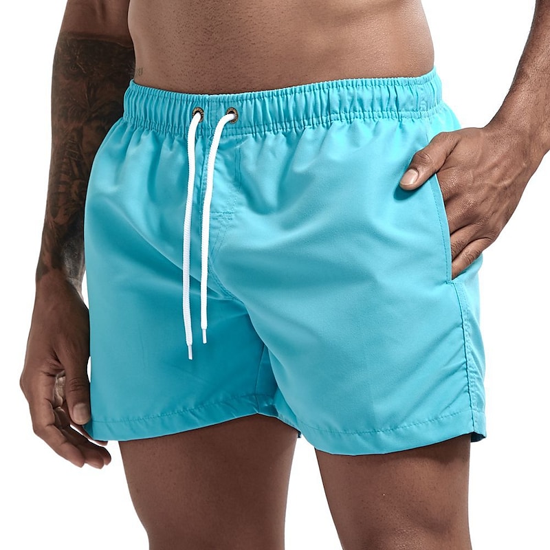Men's Swim Shorts Swim Trunks Quick Dry Board Shorts Bathing Suit Breathable Drawstring With Pockets - Swimming Surfing Beach Water Sports Solid Colored Spring Summer3
