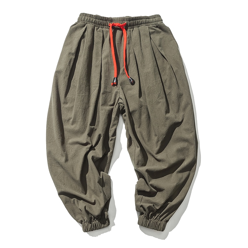 Men's Linen Pants Trousers Summer Pants Beach Pants Jogger Pants Drawstring Classic Plain Outdoor Ankle-Length Home Daily Stylish Classic Style Loose Fit Black Brown Micro-elastic4
