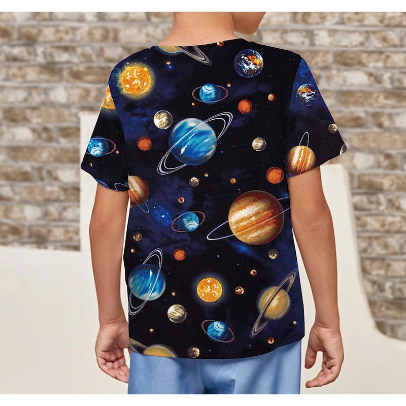 Boys 3D Graphic Galaxy T shirt Short Sleeve 3D Print Summer Active Polyester Kids 4-12 Years Daily Wear Regular Fit2