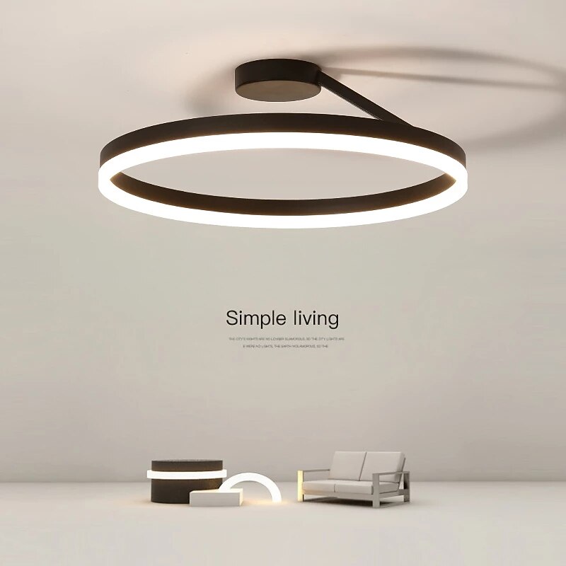 LED Ceiling Light Circle Modern Black White 40cm 50cm Flush Mount Lights Aluminum Artistic Style Modern Style Stylish Painted Finishes LED Modern 220-240V4