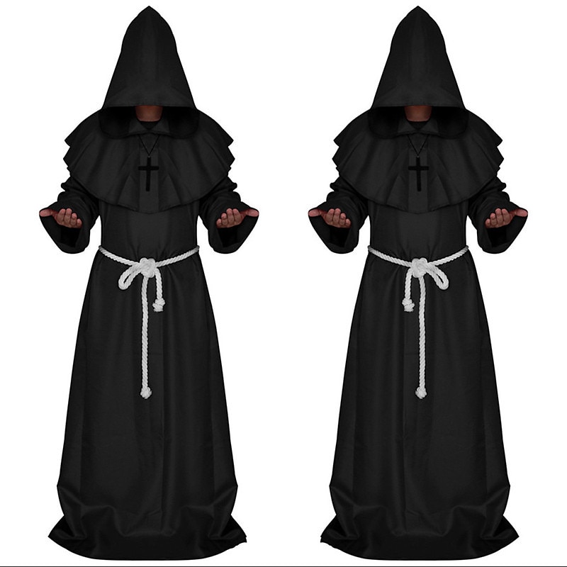 Punk & Gothic Medieval Renaissance Coat Outerwear Solid Colored Fancy Dress Men's Fantasy Party Adults' Coat3
