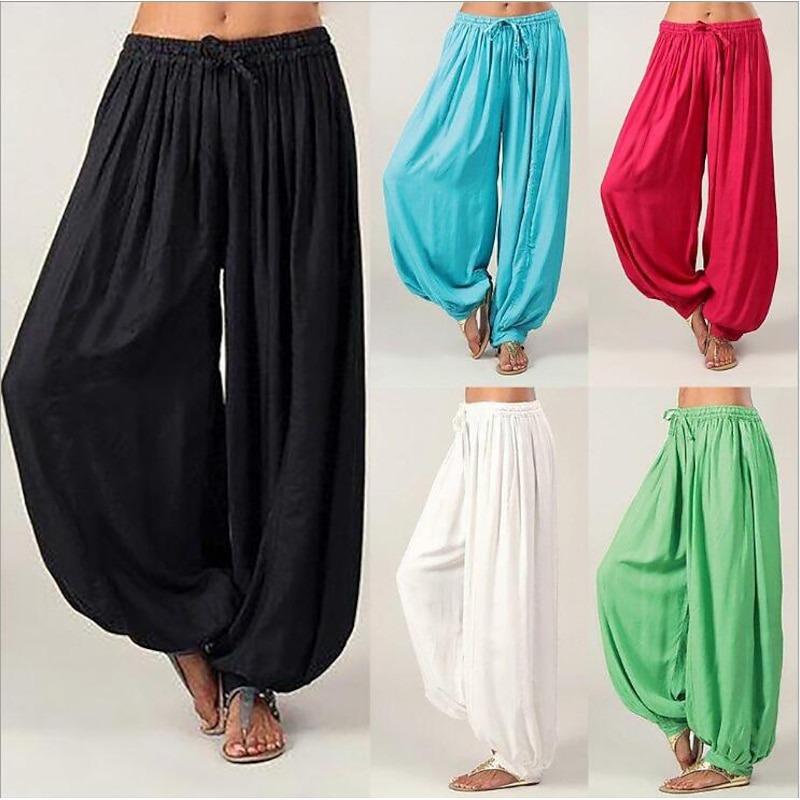 Women's Yoga Pants Drawstring Harem Baggy Pilates Belly Dance Dance Bloomers Bottoms Solid Color Black White Red Fall Winter Sports Activewear Loose Fit2