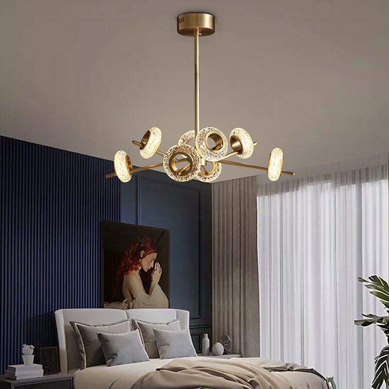 LED Pendant Light Chandelier Modern Gold 6 8 10 12 Heads Ring Design Copper Globe Brass Modern 220-240V 110-120V4