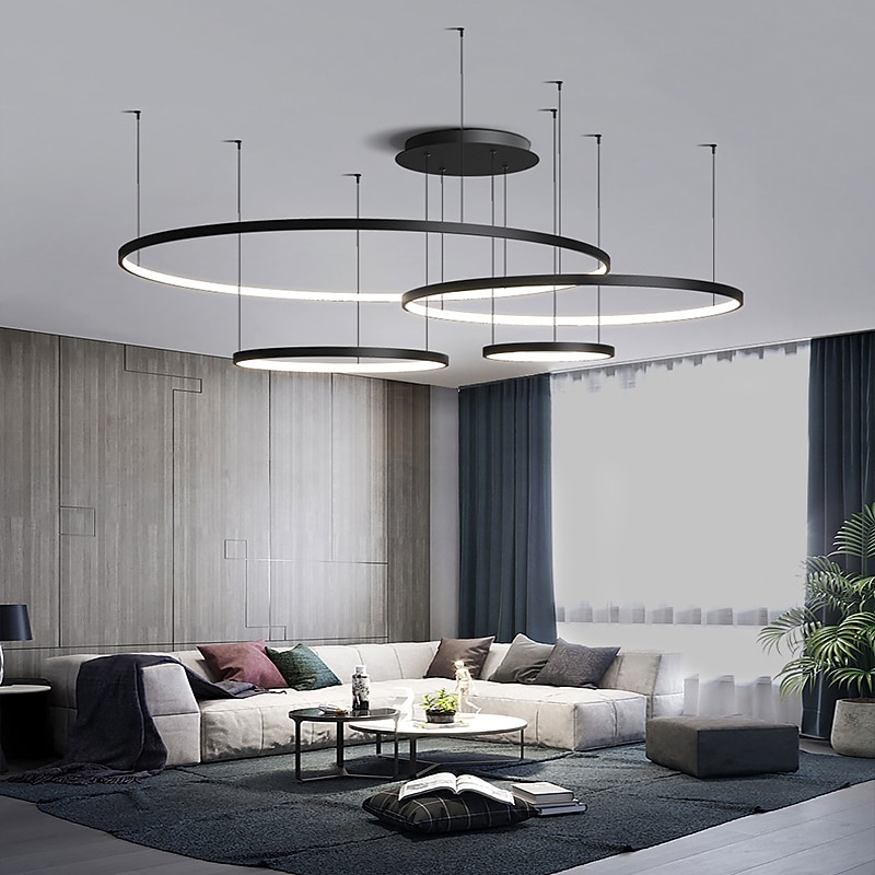 40 60 80 cm Dimmable LED Pendant Lights Circle Design Aluminum Silica gel Modern Style Classic Circle Black Contemporary Modern 220-240V 110-240 V4