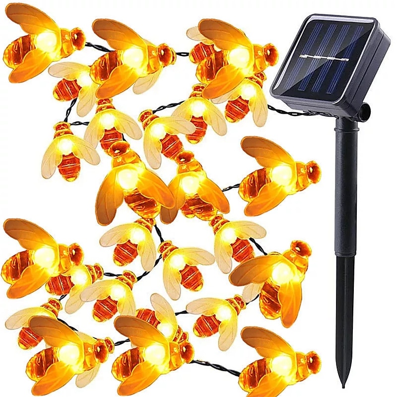 Solar String Lights Outdoor 2pcs 1pcs 8 Models Solar Powered Cute Honey Bee Led String Fairy Light 30leds 6.5m Bee Outdoor Garden Fence Patio Christmas Garland Lights2