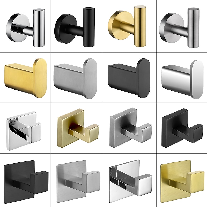 4pcs Robe Hooks,Bathroom Towel Hooks 304 Stainless Steel Wall Mounted Clothes Hooks For Bathroom/Kitchen