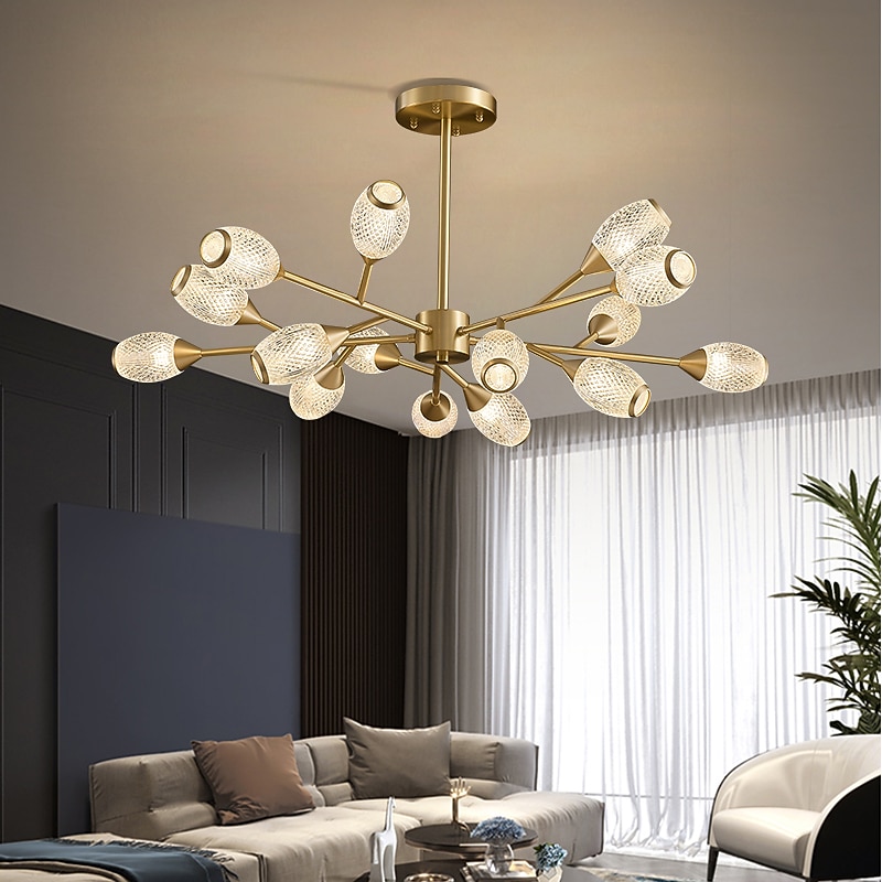 LED Pendant Light Luxury Modern Chandelier 64/84/90/100 cm Sputnik Design Copper Formal Style Sputnik Brass Modern Nordic Style 220-240V 110-120V2