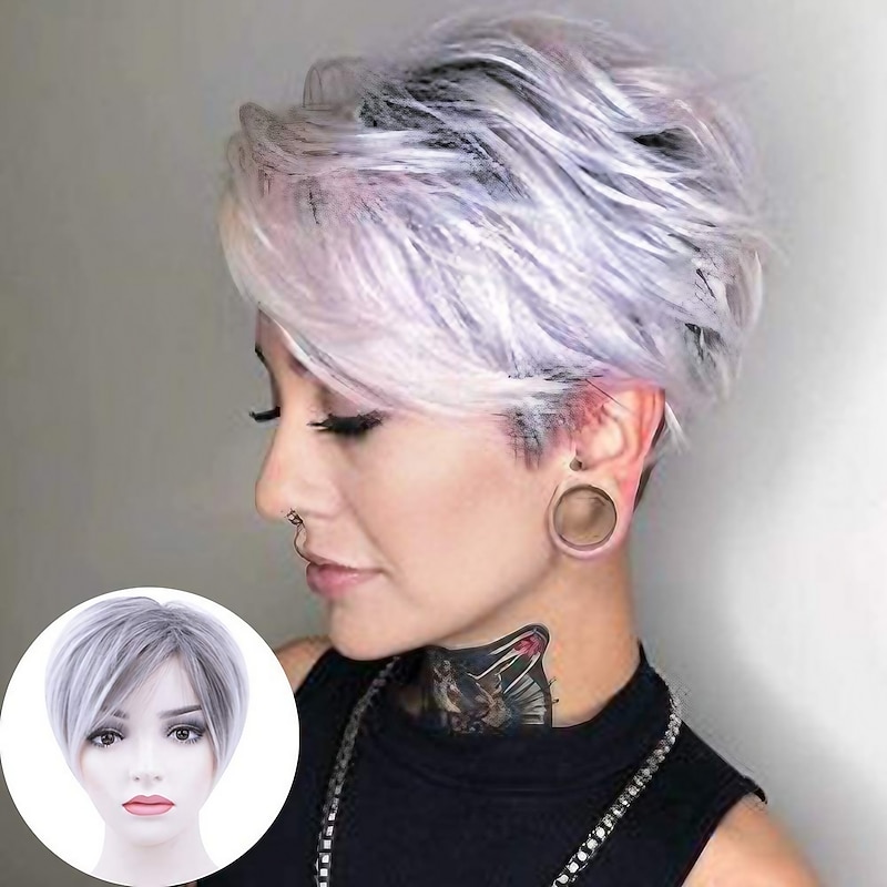 Short Cut Wig Blonde Straight Pixie Cut Heat Resistant Wig Short Boy Cut Hair Wigs With Bangs