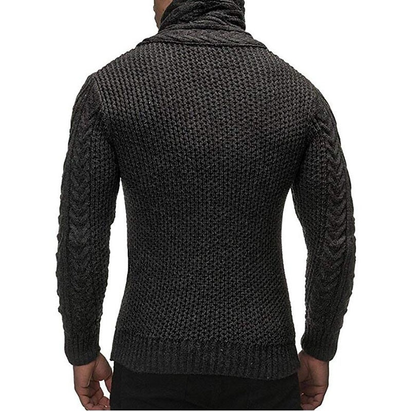 Men's Pullover Sweater Jumper Turtleneck Sweater Cable Crochet Knit Regular Classic Solid / Plain Color Standing Collar Basic Clothing Apparel Raglan Sleeves Winter Camel Black S M L2