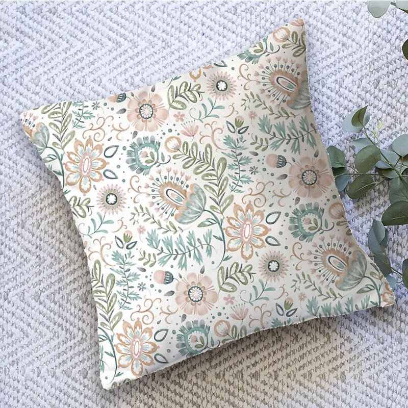 Garden Floral Double Side Cushion Cover 1PC Soft Throw Pillow Cover Cushion Case Pillowcase for Sofa Bedroom Livingroom Superior Quality Machine Washable  Outdoor Cushion for Sofa Couch Bed Chair4