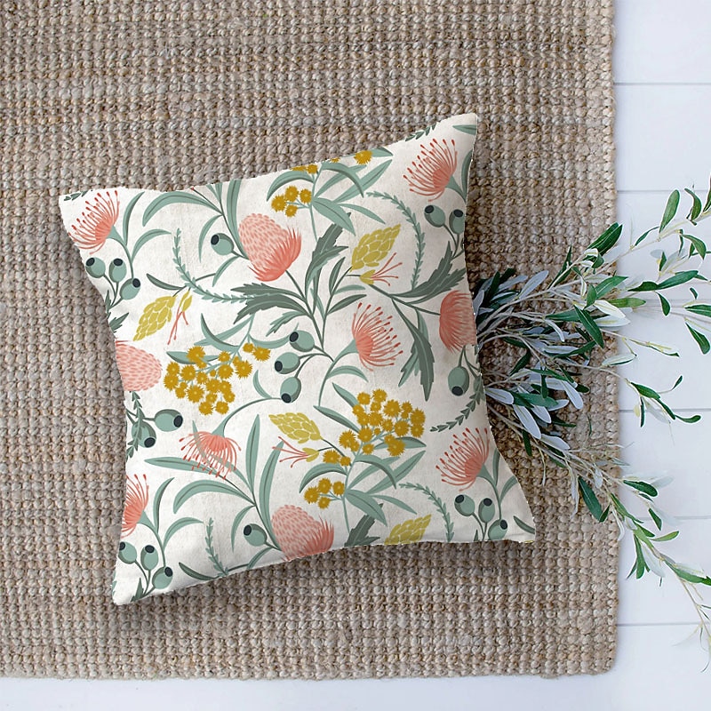Floral Double Side Cushion Cover 1PC Soft Decorative Square Throw Pillow Cover Cushion Case Pillowcase for Bedroom Livingroom Superior Quality Machine Washable Outdoor Cushion for Sofa Couch Bed Chair Garden Theme4