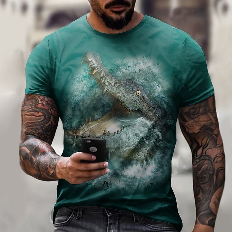Men's Graphic Dinosaur Shirt T Shirt Tee Short Sleeve T shirt 3D Print Crew Neck Shirt Designer Basic Slim Fit Casual Daily Weekend White Blue Green Summer Clothing Apparel Plus Size S M L XL XXL 3XL3