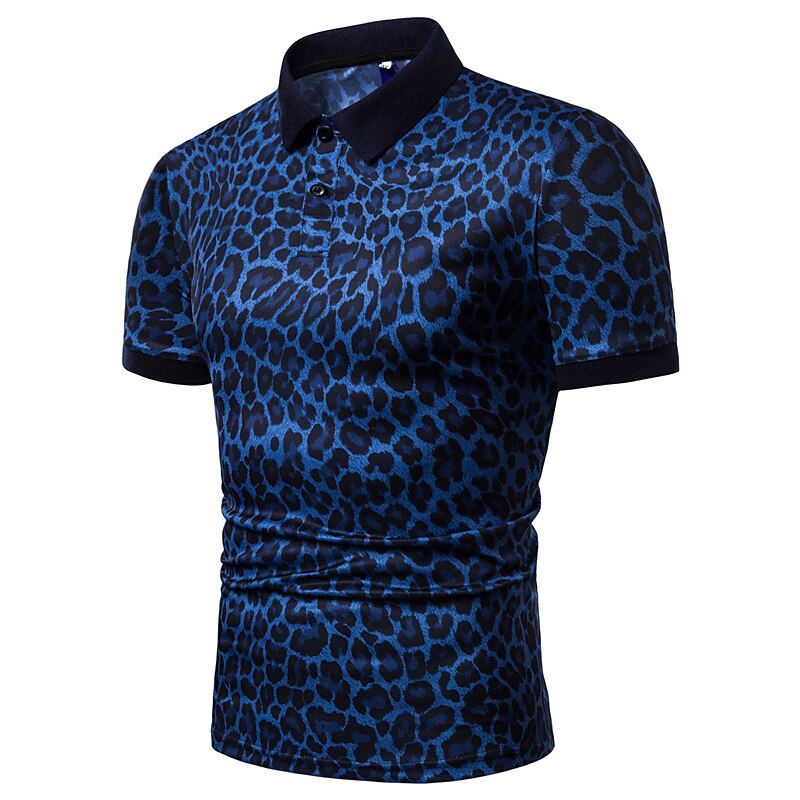 Men's Tennis Shirt Polo Shirt Casual Daily Collar Classic Collar Short Sleeve Simple Leopard Regular Fit White Blue Brown Tennis Shirt3