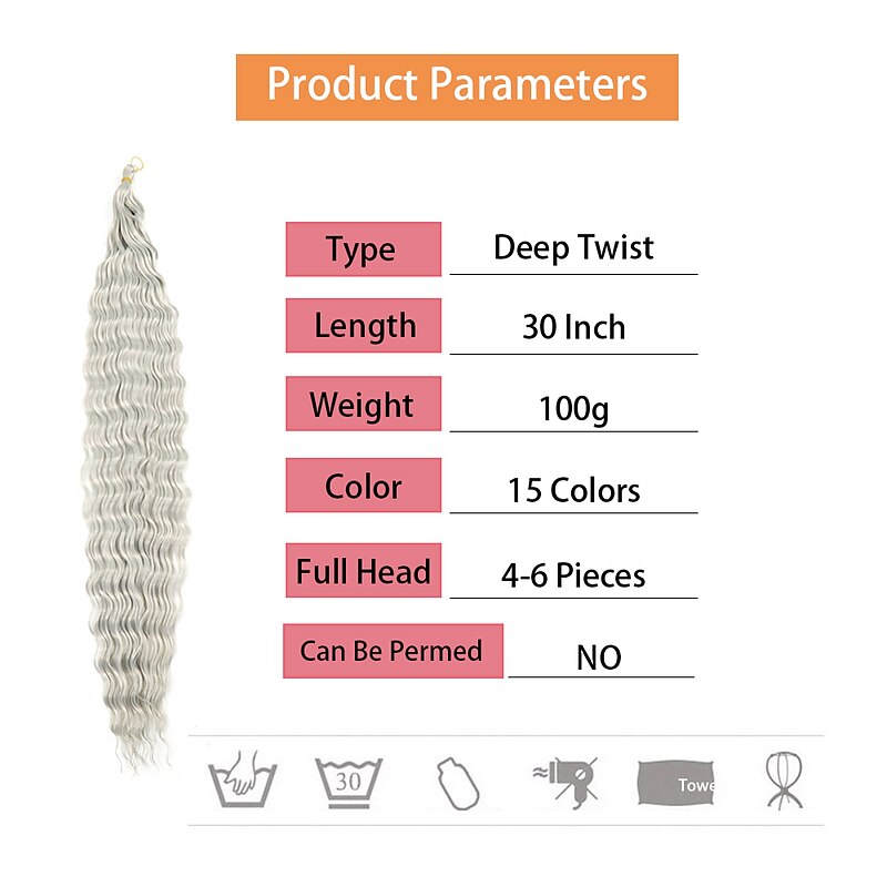 30 Inch Deep Wave Twist Crochet Hair Natural Synthetic Braid Hair With Afro Curls Ombre Braiding Hair Extensions For Women3