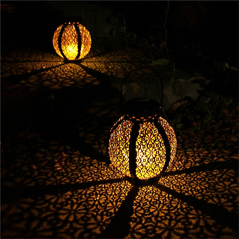 Ramadan Eid Lights Solar Lights Outdoor Hanging Solar Vintage Garden Lamp Retro Lanterns Hollow Solar Lights With Handle For Yard Tree Fence Patio Landscape Garland Lighting3