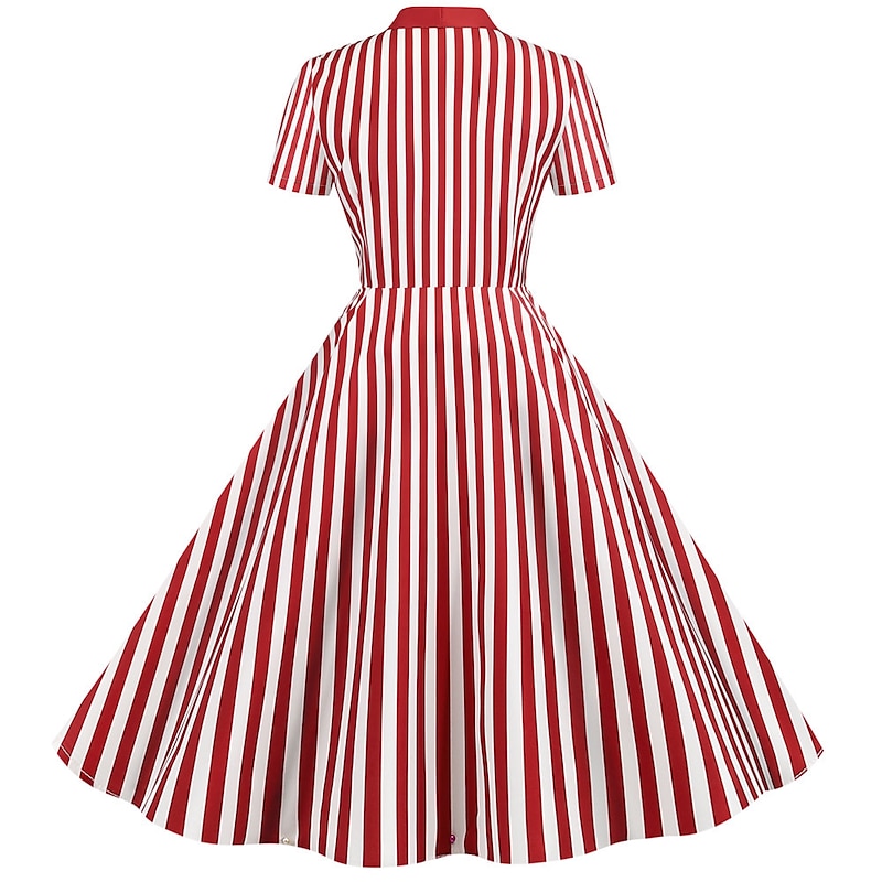 Retro Vintage Cocktail Dress Vintage Dress Knee Length Dress Christmas Dress Flare Dress Normal Polka Dot A-Line Round Neck Fancy Dress Women's Carnival New Year Masquerade Casual Dress Bachelorette3