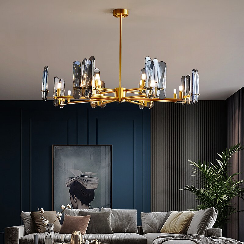 LED Pendant Light Crystal Chandelier Unique Design Copper Nordic Style 4 6 8 12 Heads 220-240V 110-120V3