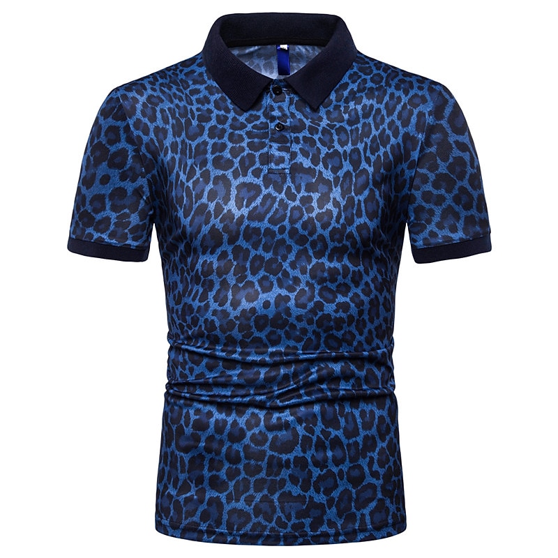 Men's Tennis Shirt Polo Shirt Casual Daily Collar Classic Collar Short Sleeve Simple Leopard Regular Fit White Blue Brown Tennis Shirt4