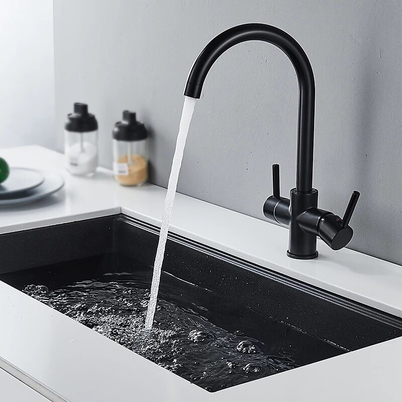 Kitchen faucet - Single Handle Two Holes Electroplated Purified water Centerset Antique Kitchen Taps2