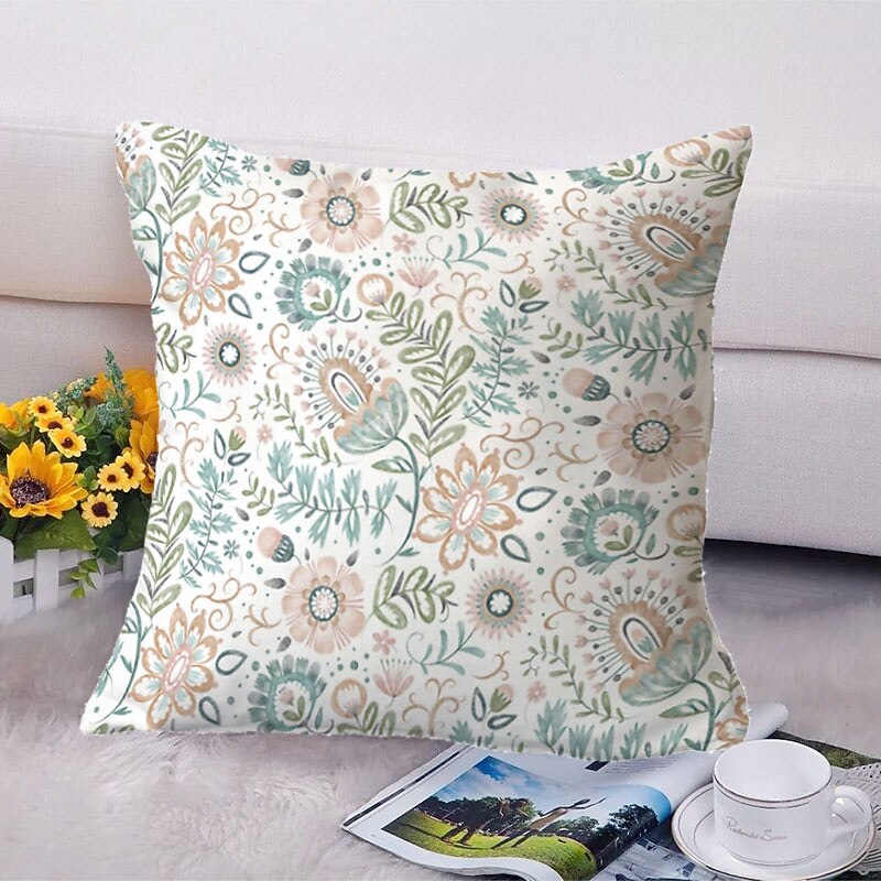 Garden Floral Double Side Cushion Cover 1PC Soft Throw Pillow Cover Cushion Case Pillowcase for Sofa Bedroom Livingroom Superior Quality Machine Washable  Outdoor Cushion for Sofa Couch Bed Chair3