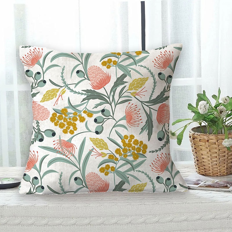 Floral Double Side Cushion Cover 1PC Soft Decorative Square Throw Pillow Cover Cushion Case Pillowcase for Bedroom Livingroom Superior Quality Machine Washable Outdoor Cushion for Sofa Couch Bed Chair Garden Theme
