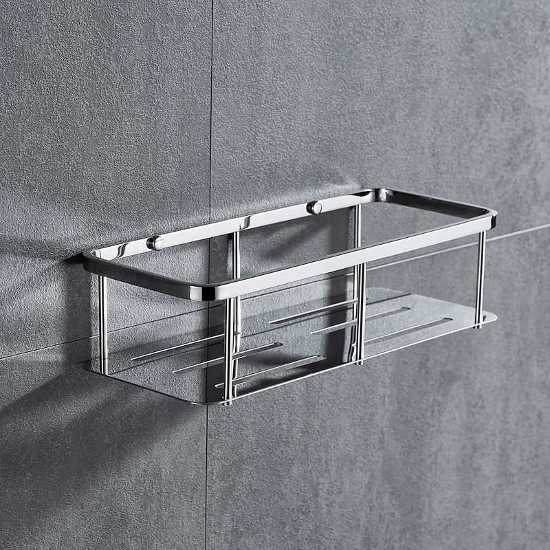 Bathroom Shelf for Wash Supplies, Bath Fixture, New Design Creative Contemporary Modern, Wall Mounted 304Stainless Steel, Triangle Rectangle 1pc3