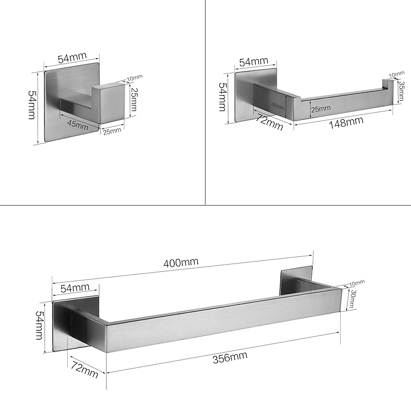 Bathroom Hardware Accessory Set,Robe Hook, Self-Adhesive Brushed Golden Stainless Steel Towel Bar, Towel Holder, Toilet Paper Holde2