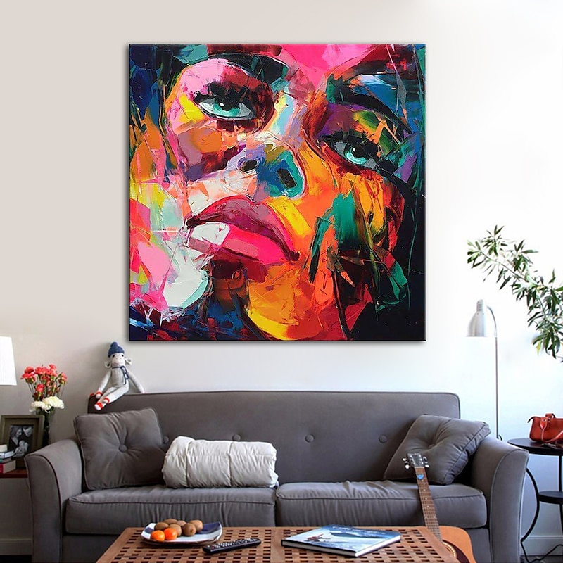 Large Size Original Oil Painting 100% Handmade Hand Painted Wall Art On Canvas Colorful Beauty Woman Face Abstract Modern Home Decoration Decor Rolled Canvas No Frame Unstretched3