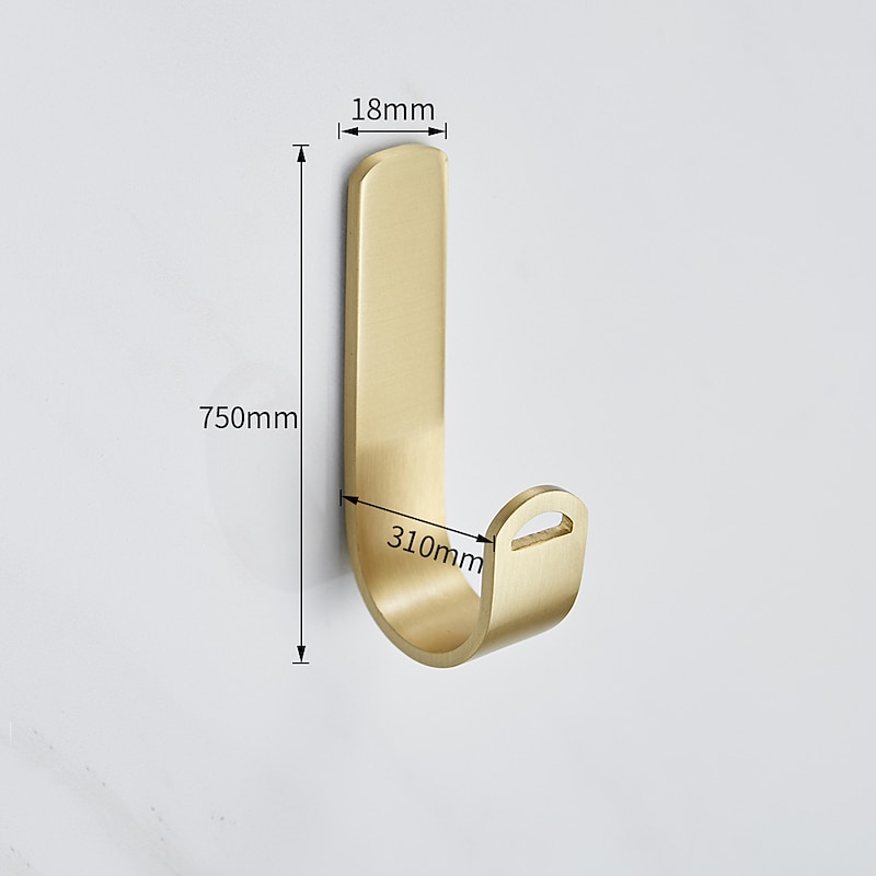 5PCS Robe Hook Brass Self Adhesive Brushed Golden Wall Mounted Hook For Bathroom/Kitchen2