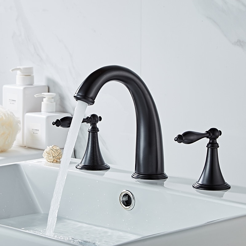 Bathroom Sink Faucet - Widespread Electroplated Widespread Two Handles Three Holesbath Taps