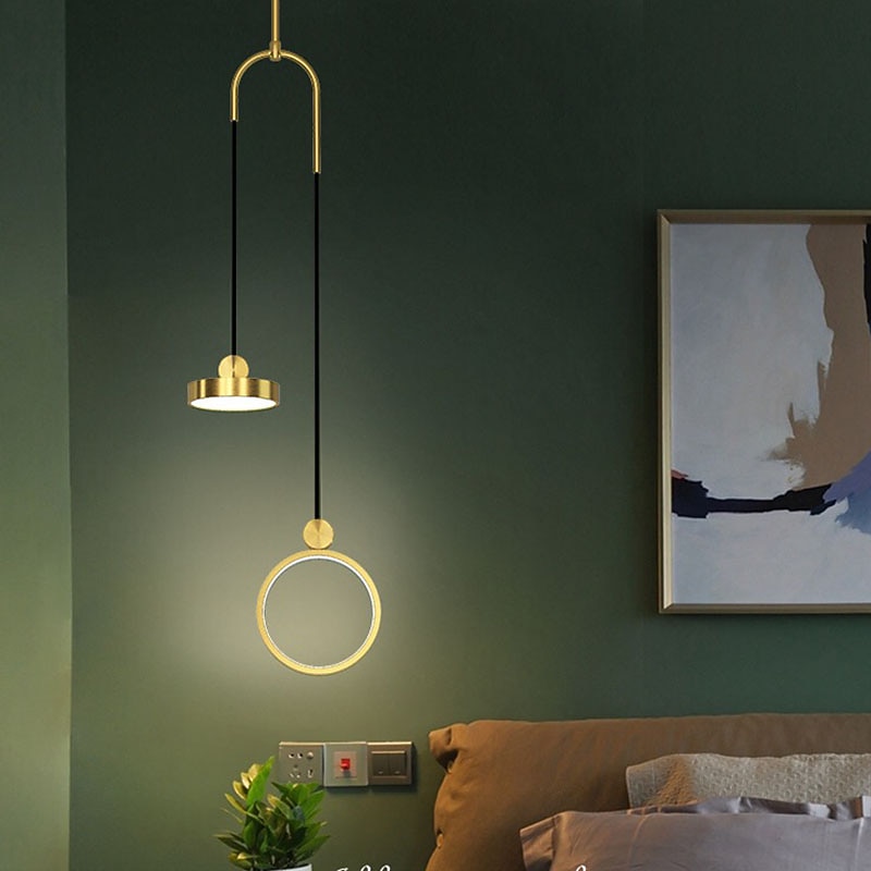 LED Pendant Light Modern Black Gold Bedside Light 20 cm Lantern Desgin Pendant Light Metal Painted Finishes Modern 220-240V 110-120V2