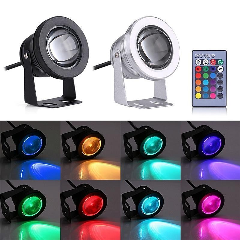 LED Underwater Pond Lights RGB Fountain Spot Lights Remote Control RGB Waterproof Color Changing 12V LED Beads for Landscape