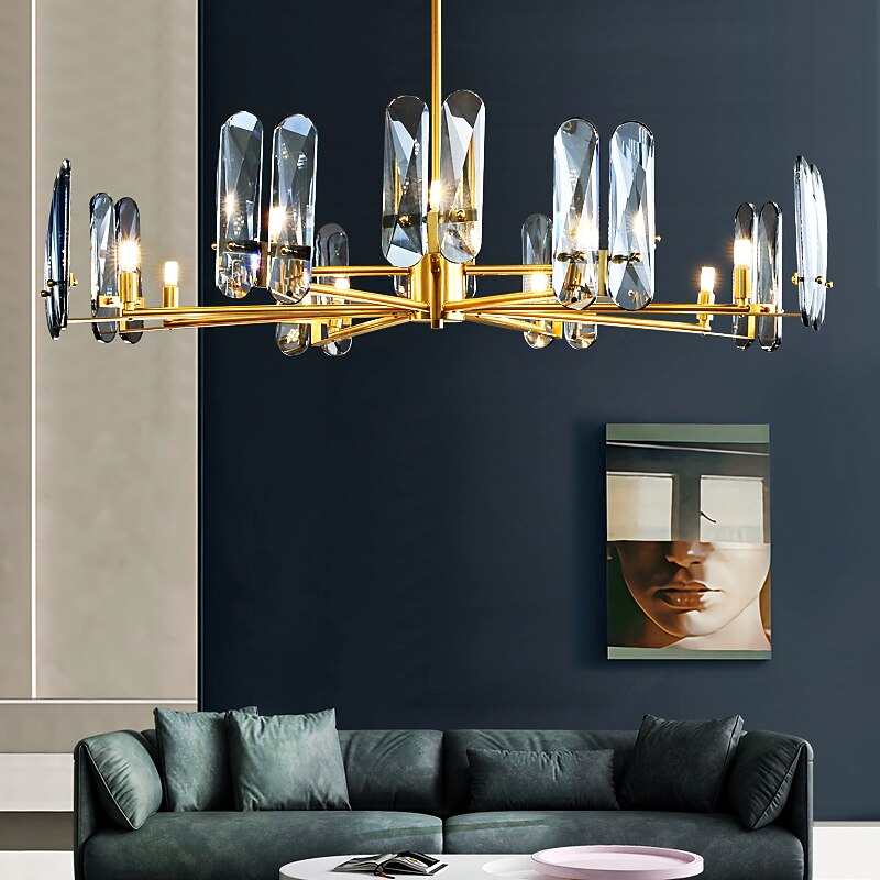 LED Pendant Light Crystal Chandelier Unique Design Copper Nordic Style 4 6 8 12 Heads 220-240V 110-120V