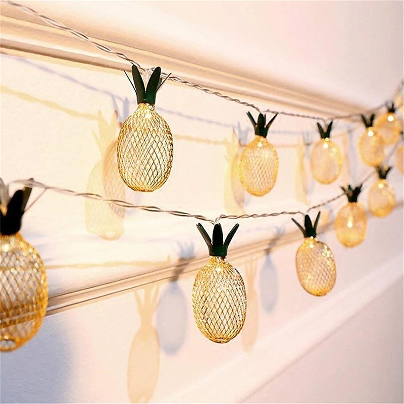 Solar Lights Outdoor LED Pineapple Shaped String Lights 7M 30LED Fairy Lights for Patio Home Wedding Party Bedroom Birthday Hawaiian Tropical Tiki Decoration (Warm White)4