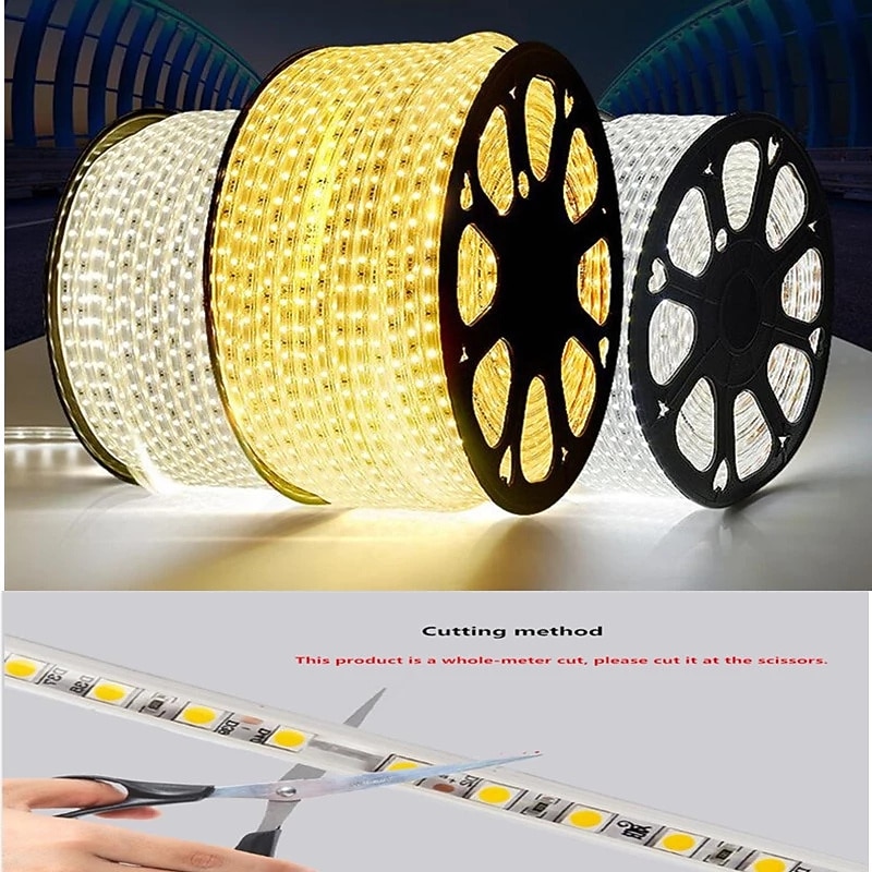 LED Strip Flexible Light SMD 5050 AC220V 110V 60LEDs Waterproof LED Tape LED Light With Power Plug 5m 10m 1m2