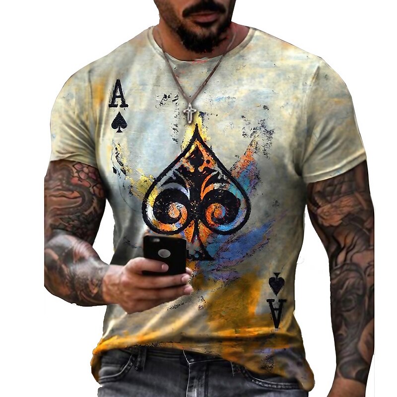 Men's Plus Size Shirt Big and Tall Graphic Round Neck Print Short Sleeve Summer Designer Casual Big and Tall Daily Holiday Tops