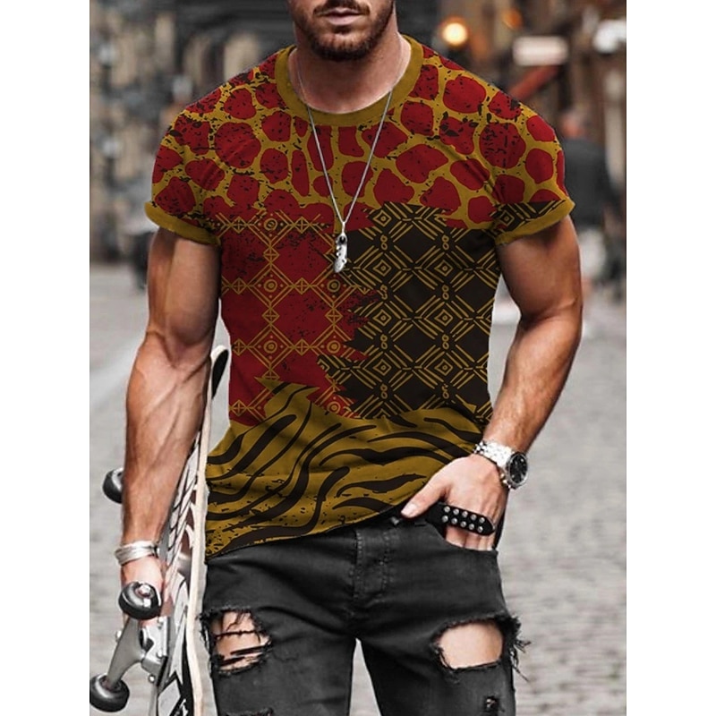 Men's Plus Size Shirt Big and Tall Graphic Round Neck Print Short Sleeve Summer Spring & Summer Basic Casual Big and Tall Street Casual Tops4