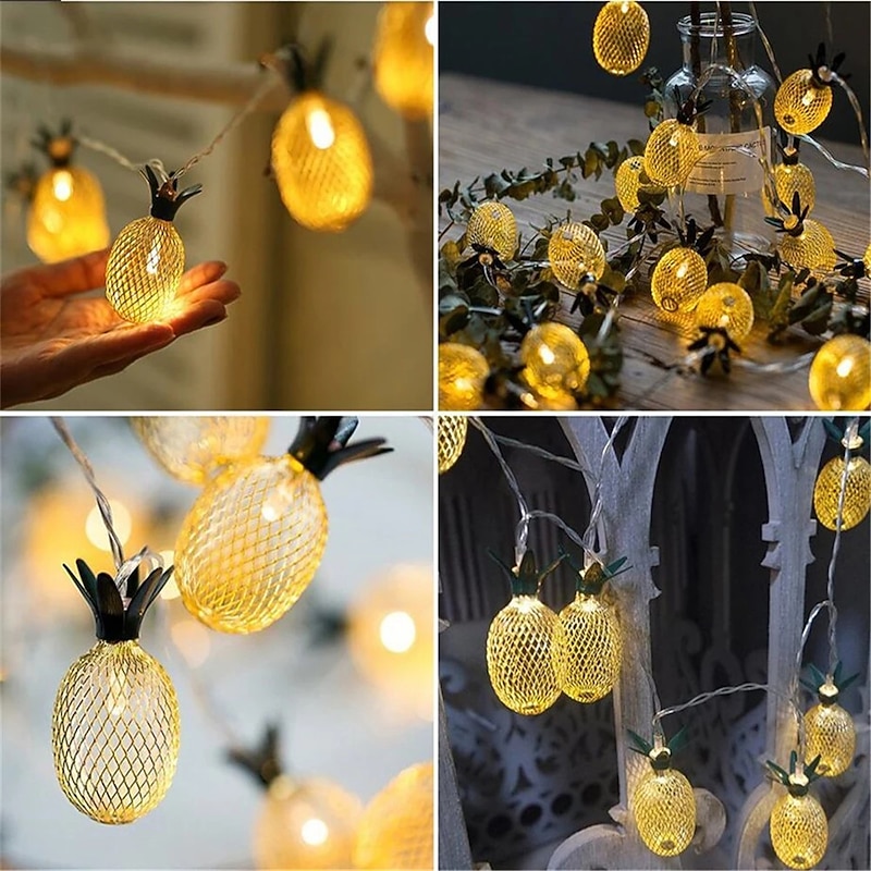 Solar Lights Outdoor LED Pineapple Shaped String Lights 7M 30LED Fairy Lights for Patio Home Wedding Party Bedroom Birthday Hawaiian Tropical Tiki Decoration (Warm White)3