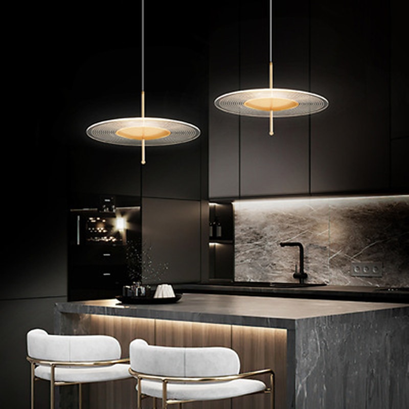 LED Pendant Light Kitchen Island Light Modern Gold 35/45/55 cm Single Design Chandelier Acrylic Artistic Style Stylish Painted Finishes 220-240V 110-120V4