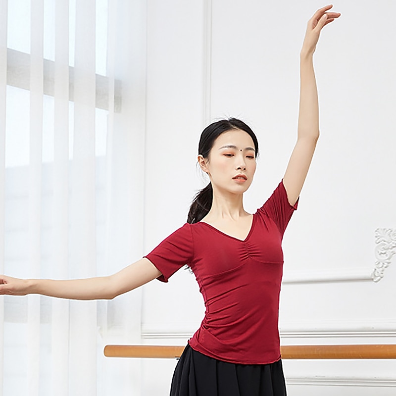 Activewear Top Pure Color Women's Performance Training Short Sleeve High Modal3