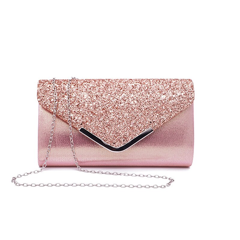 Women's Sliver Glitter Clutch Purse with Chain Strap for Parties and Weddings3