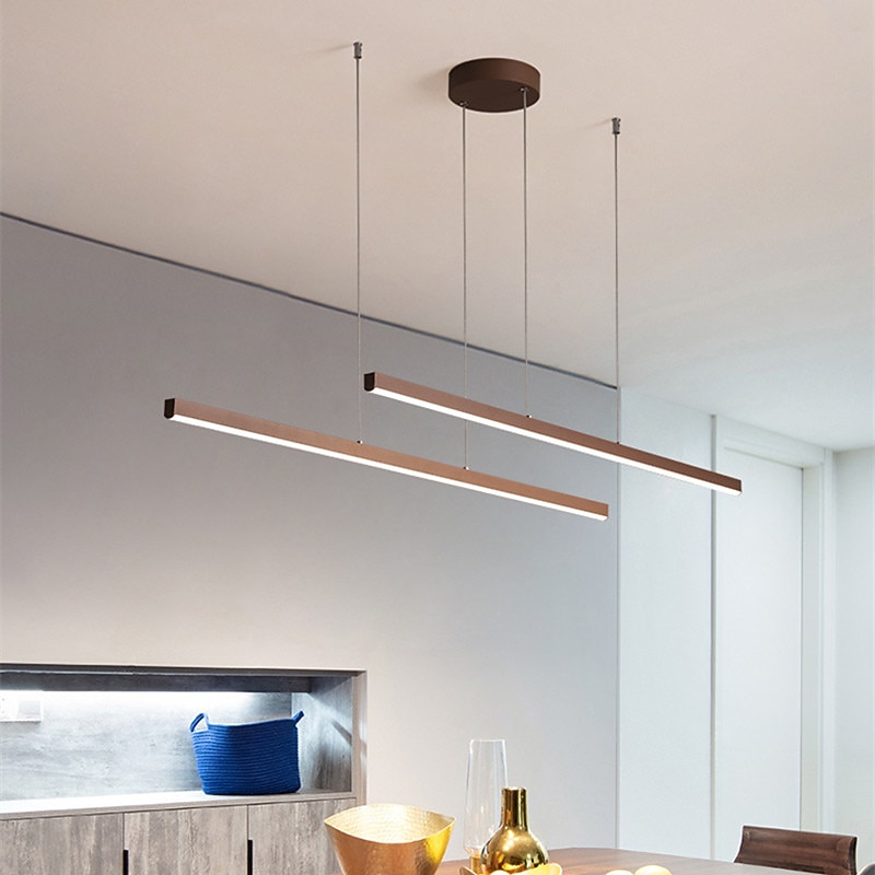 LED Linear Pendant Light Kitchen Island Light Office Light 1 Head 2 Heads Chandelier Aluminum Modern Style Stylish Painted Finishes 220-240V 110-120V4