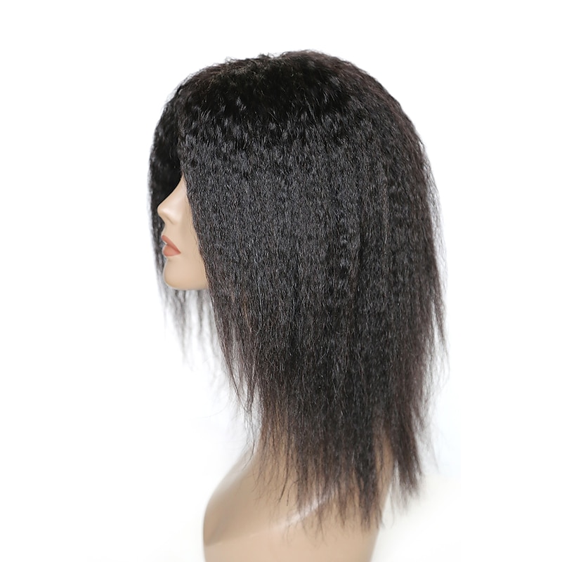 Human Hair Wig Long kinky Straight With Bangs Natural Party Fashion Best Quality Capless Brazilian Hair Women's Natural Black #1B 12 inch 14 inch 16 inch New Year Daily Thanksgiving3