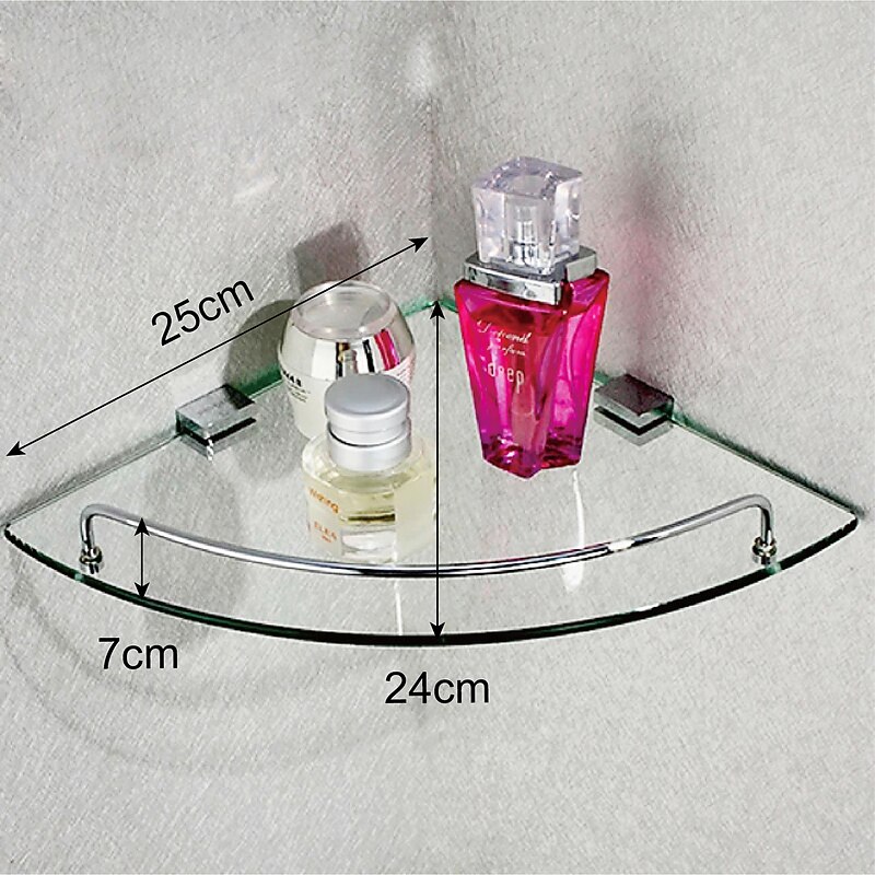 Aluminum Glass Shelf Bathroom Bath Corner Caddy Basket Storage Hanging Organizer with Extra Thick TEMPERED Glass Contemporary Style Wall Mount2
