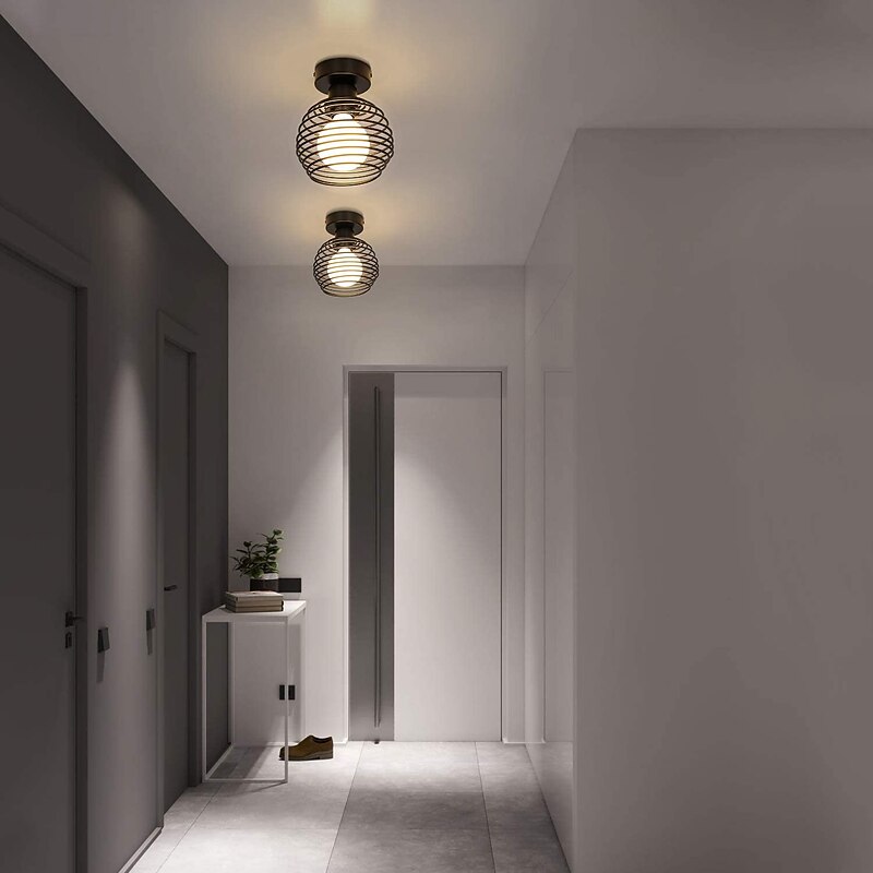 LED Ceiling Light Porch Light Corridor Light Modern Black 15cm Flush Mount Lights Metal Vintage Style Metal Geometrical Painted Finishes Country 220-240V 110-120V2