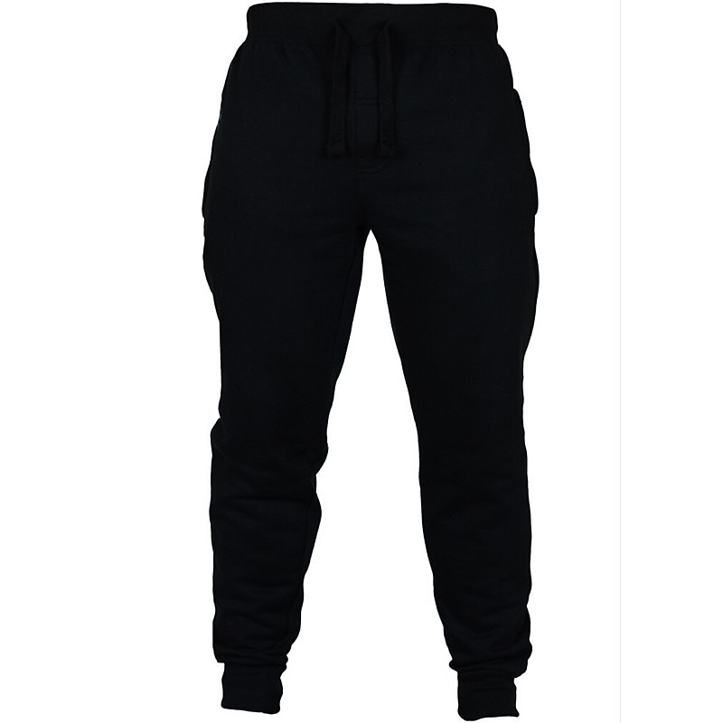 Men's Sweatpants Trousers Pants Trousers Jogging Pants Sports Pants Drawstring Elastic Waist Solid Color Warm Breathable Full Length Sports Weekend Sporty Casual / Sporty Black Navy Blue Micro-elastic2