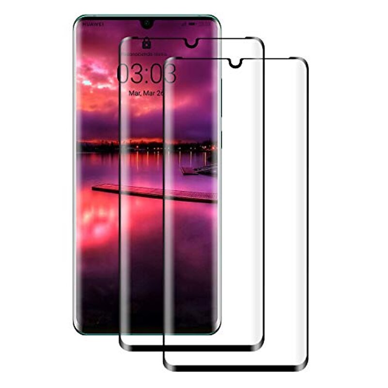 2 pcs Phone Screen Protector For Huawei P30 Pro Tempered Glass 9H Hardness Anti-Fingerprint High Definition Explosion Proof Scratch Proof Phone Accessory