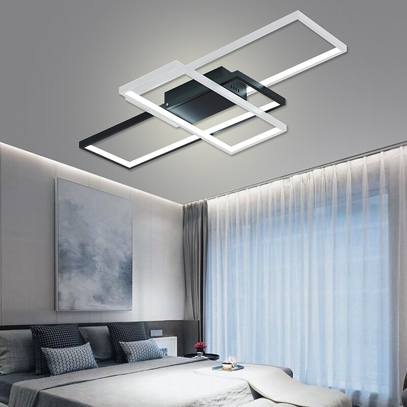 90cm LED Ceiling Lights 3-Light Linear Flush Mount Ambient Light Dimmable Painted Finishes Metal Aluminum Geometric Pattern Modern Simple ONLY DIMMABLE WITH REMOTE CONTROL4
