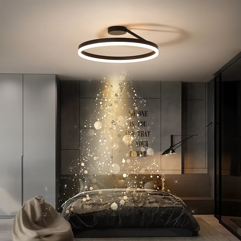 LED Ceiling Light Circle Modern Black White 40cm 50cm Flush Mount Lights Aluminum Artistic Style Modern Style Stylish Painted Finishes LED Modern 220-240V2