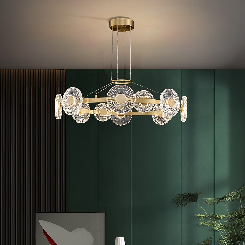 LED Pendant Light Modern Luxury Gold Circle Design Sputnik Design Chandelier Copper Modern Style Sputnik Brass 9 12 15 Heads 220-240V 110-120V3